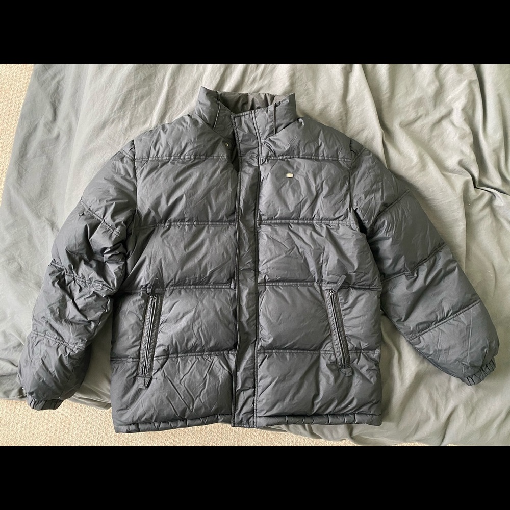 Lacoste - Men's Black Feather down hooded jacket L